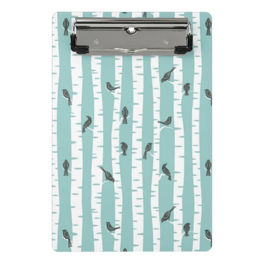 Patroon met vogels en bomen mini klembord (Voorkant)