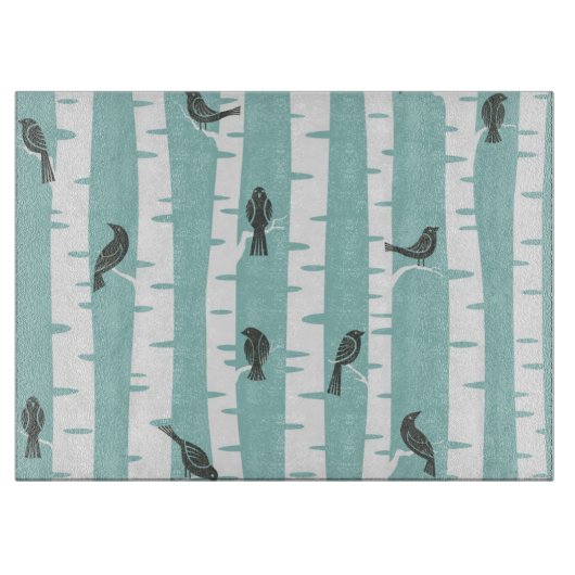 Patroon met vogels en bomen snijplank (Voorkant)