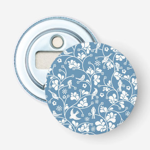 patroon met vogels en planten sierbloem button flesopener
