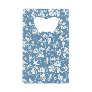 patroon met vogels en planten sierbloem kredietkaart flessenopener