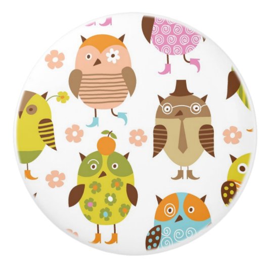 patroon met vogels keramische knop (Voorkant)