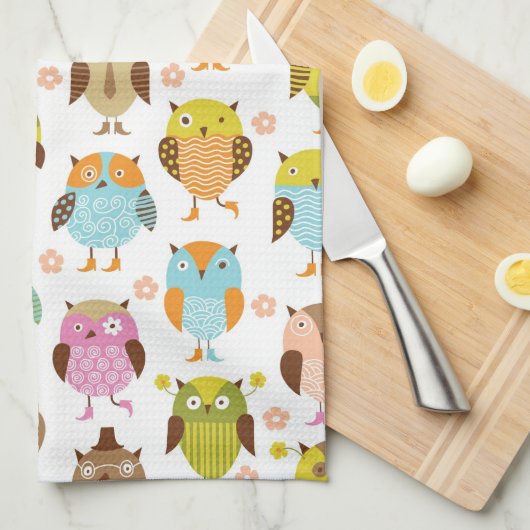 patroon met vogels theedoek (Quarter Fold)