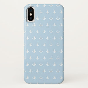 Patroon met witte ankers op blauw iPhone x hoesje