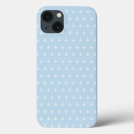 Patroon met witte ankers op blauw Case-Mate iPhone case (Achterkant)