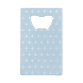 Patroon met witte ankers op blauw kredietkaart flessenopener (Achterkant)