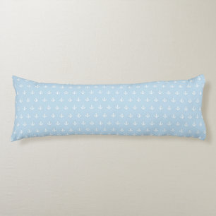Patroon met witte ankers op blauw lichaamskussen