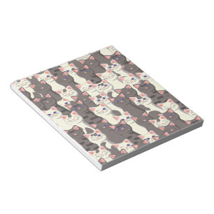Patroon met witte en grijze katten notitieblok
