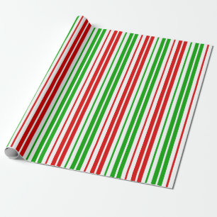 Patroon met witte rode groene strepen cadeaupapier