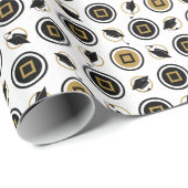 Patroon met zwarte en goudkleurige dop cadeaupapier (Rol Hoek)