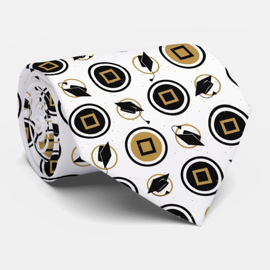 Patroon met zwarte en goudkleurige dop stropdas (Opgerold)
