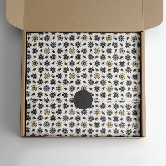 Patroon met zwarte en goudkleurige dop tissuepapier