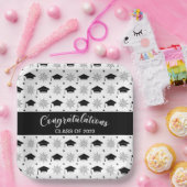 Patroon met zwarte en witte grijpkap papieren bordje (Feest)