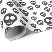 Patroon met zwarte schedels op wit cadeaupapier (Rol Hoek)