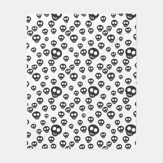 Patroon met zwarte schedels op wit fleece deken (Voorkant)