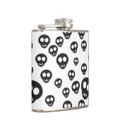 Patroon met zwarte schedels op wit heupfles (Rechts)