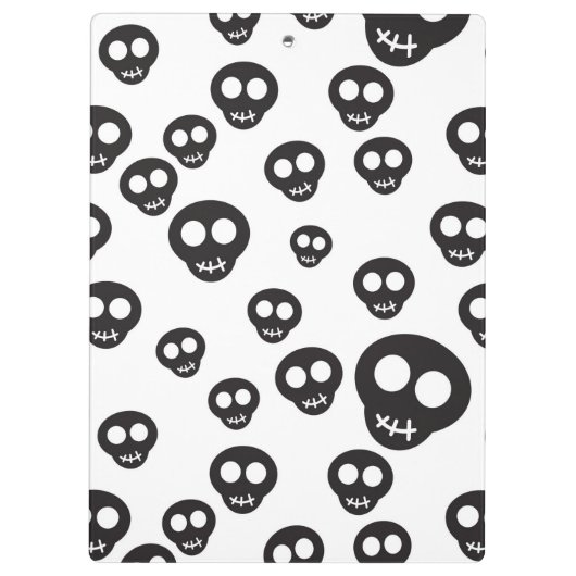 Patroon met zwarte schedels op wit klembord (Achterkant)