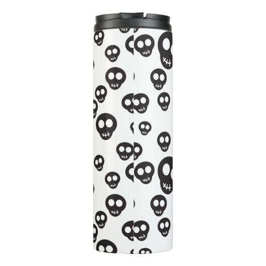 Patroon met zwarte schedels op wit thermosbeker (Achterkant)