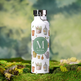 Patroon monogram water flesje voor tuinbouwgereeds waterfles
