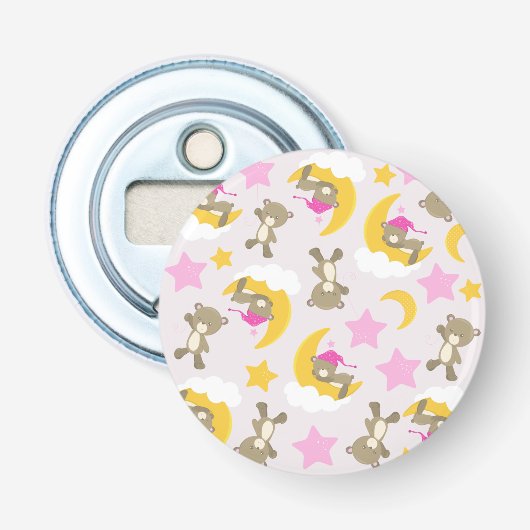 Patroon op Beren, teddyberen, stutten, Beren Button Flesopener (Voorkant)