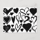 Patroon op het hart, zwart hart, zwart en wit briefkaart (Voorkant)