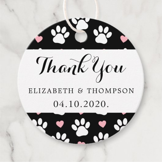 Patroon op poten, reuzenpoten, hart, bruiloft bedankjes labels (Voorkant)