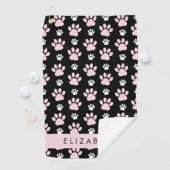 Patroon op poten, roze poten, langpoten, Jouw naam Golfhanddoek (Insitu)