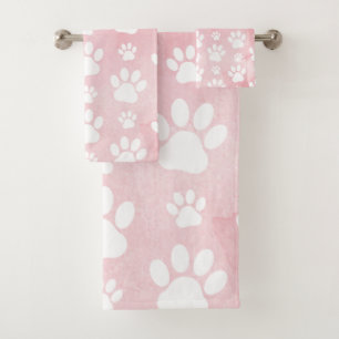 Patroon op poten, witte poten, Waterverven, roze Bad Handdoek