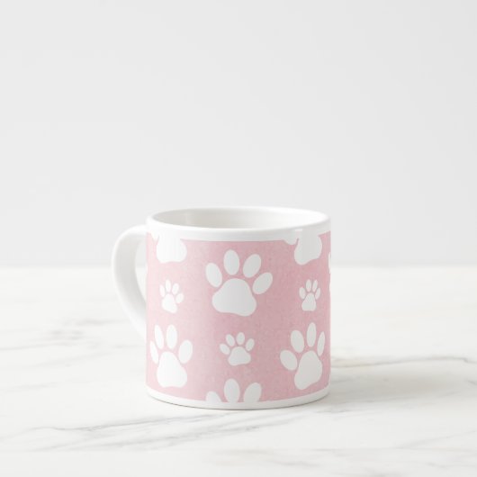 Patroon op poten, witte poten, Waterverven, roze Espresso Kop (Voorkant links)
