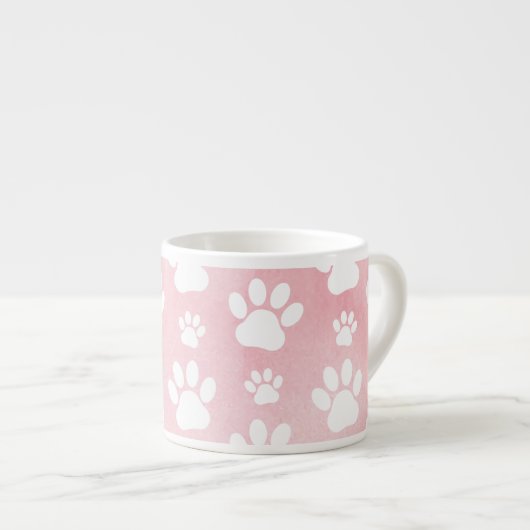 Patroon op poten, witte poten, Waterverven, roze Espresso Kop (Voorkant rechts)