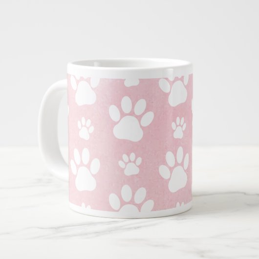 Patroon op poten, witte poten, Waterverven, roze Extra Grote Beker (Voorkant links)