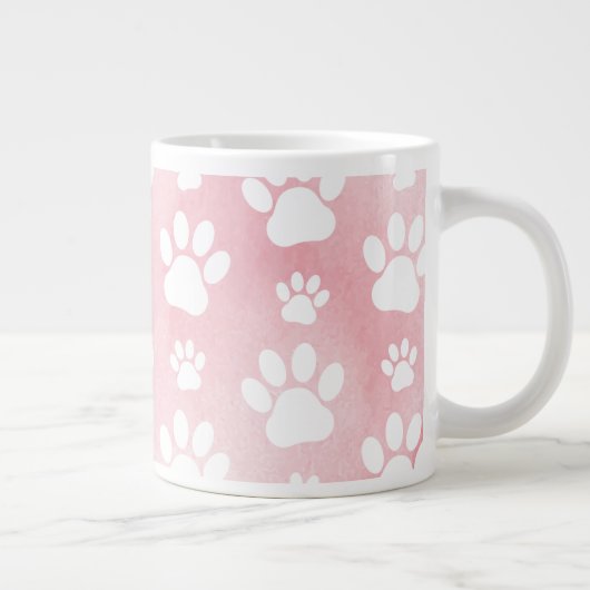 Patroon op poten, witte poten, Waterverven, roze Extra Grote Beker (Rechts)