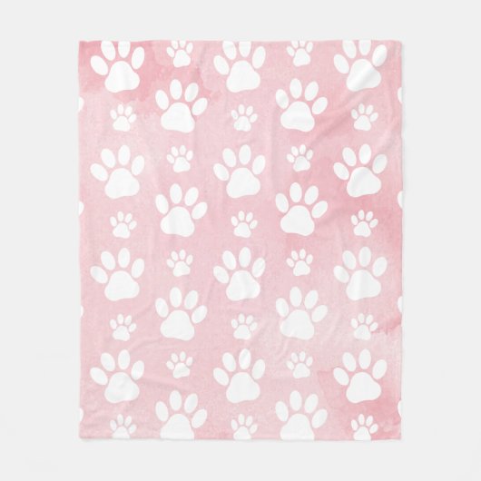 Patroon op poten, witte poten, Waterverven, roze Fleece Deken (Voorkant)