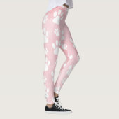 Patroon op poten, witte poten, Waterverven, roze Leggings (Rechts)