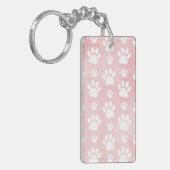 Patroon op poten, witte poten, Waterverven, roze Sleutelhanger (Voorkant Links)