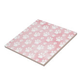 Patroon op poten, witte poten, Waterverven, roze Tegeltje (Zijkant)