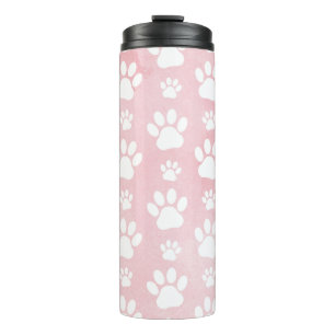 Patroon op poten, witte poten, Waterverven, roze Thermosbeker