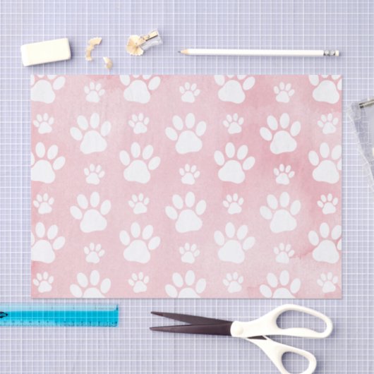 Patroon op poten, witte poten, Waterverven, roze Tissuepapier (Craft)