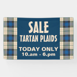 Patroon op tartan - traditioneel blauw beige spandoek