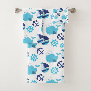 Patroon op walvissen, walvissen, blauwe walvissen bad handdoek