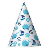 Patroon op walvissen, walvissen, blauwe walvissen feesthoedjes (Voorkant)