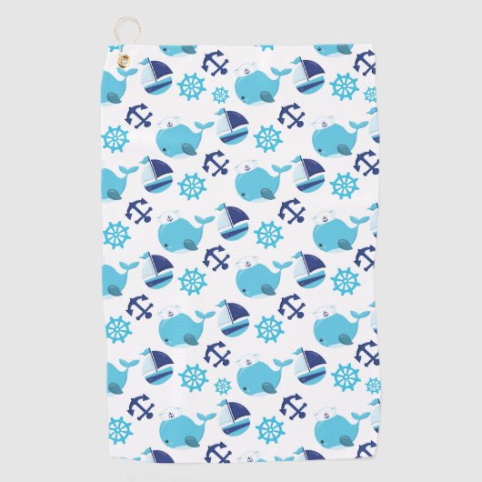 Patroon op walvissen, walvissen, blauwe walvissen golfhanddoek (Voorkant)