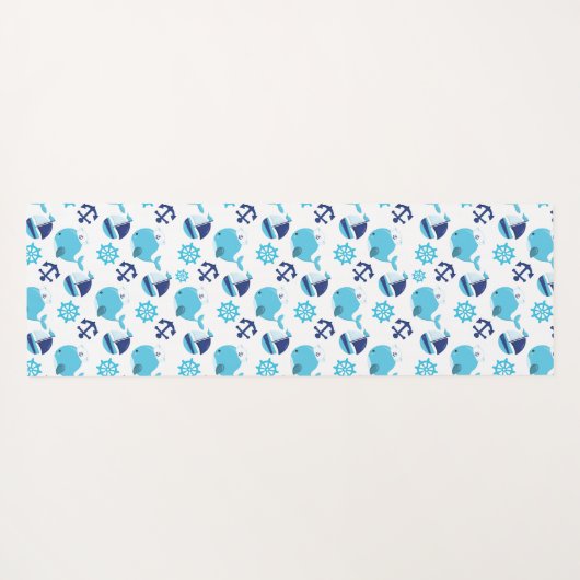 Patroon op walvissen, walvissen, blauwe walvissen yogamat (Achterkant (horizontaal))