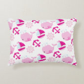 Patroon op walvissen, walvissen, roze walvissen accent kussen (Voorkant)