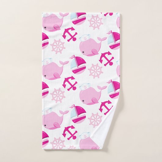 Patroon op walvissen, walvissen, roze walvissen bad handdoek (Handdoek)