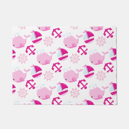 Patroon op walvissen, walvissen, roze walvissen deurmat (Voorkant)