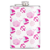 Patroon op walvissen, walvissen, roze walvissen heupfles (Voorkant)