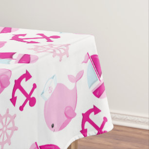 Patroon op walvissen, walvissen, roze walvissen tafelkleed