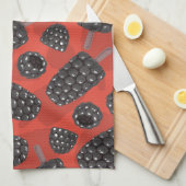 Patroon op zwarte bessen en zwarte bessen theedoek (Quarter Fold)