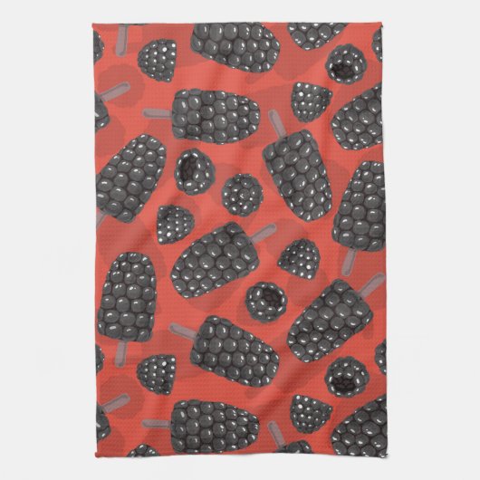 Patroon op zwarte bessen en zwarte bessen theedoek (Verticaal)