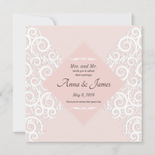 Patroon Ornament op roze bruiloft uitnodiging